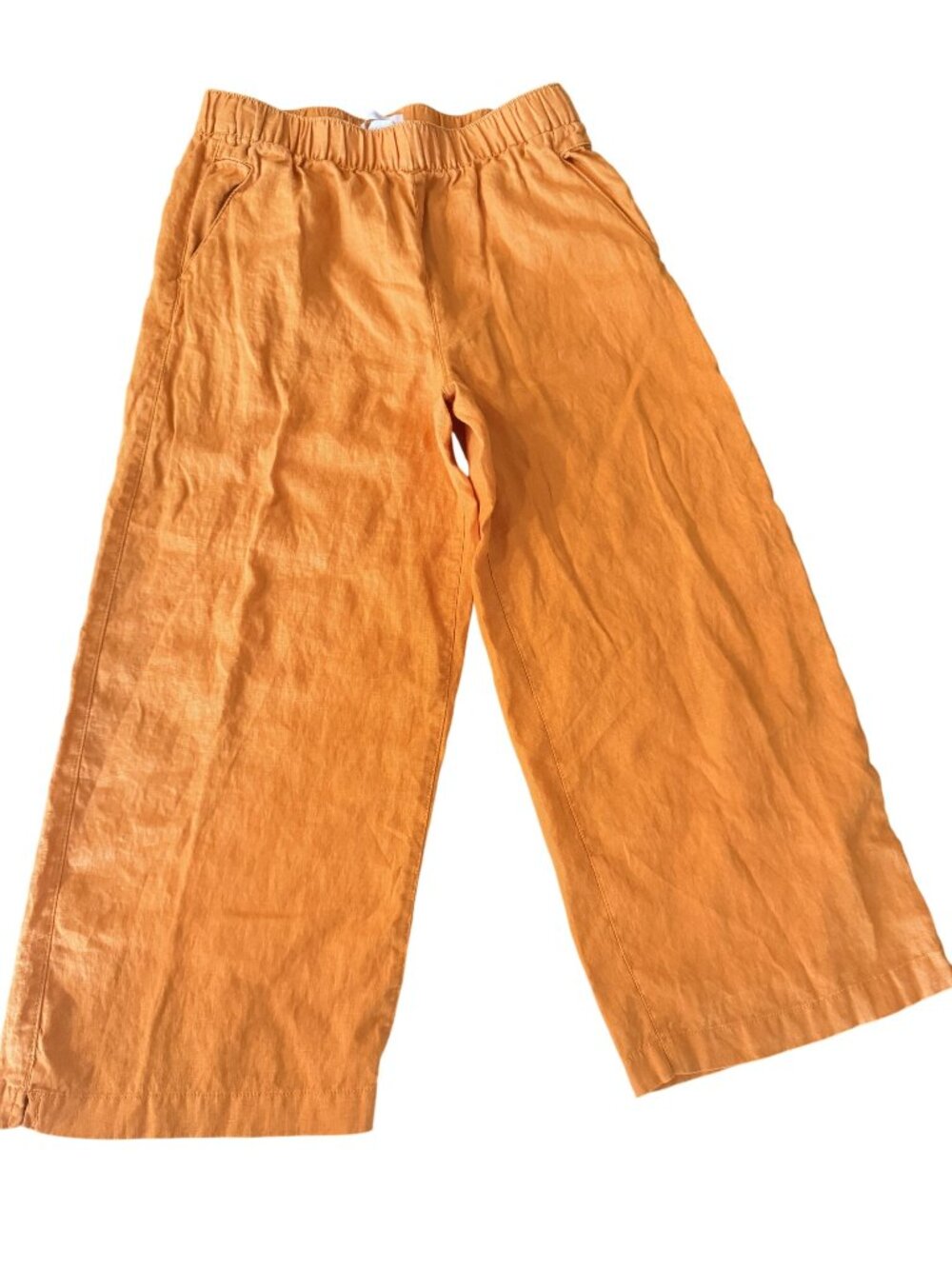 Cynthia Rowley Womens 100% Linen Orange Cropped Wide-Leg Pants Size XL Runs Smal